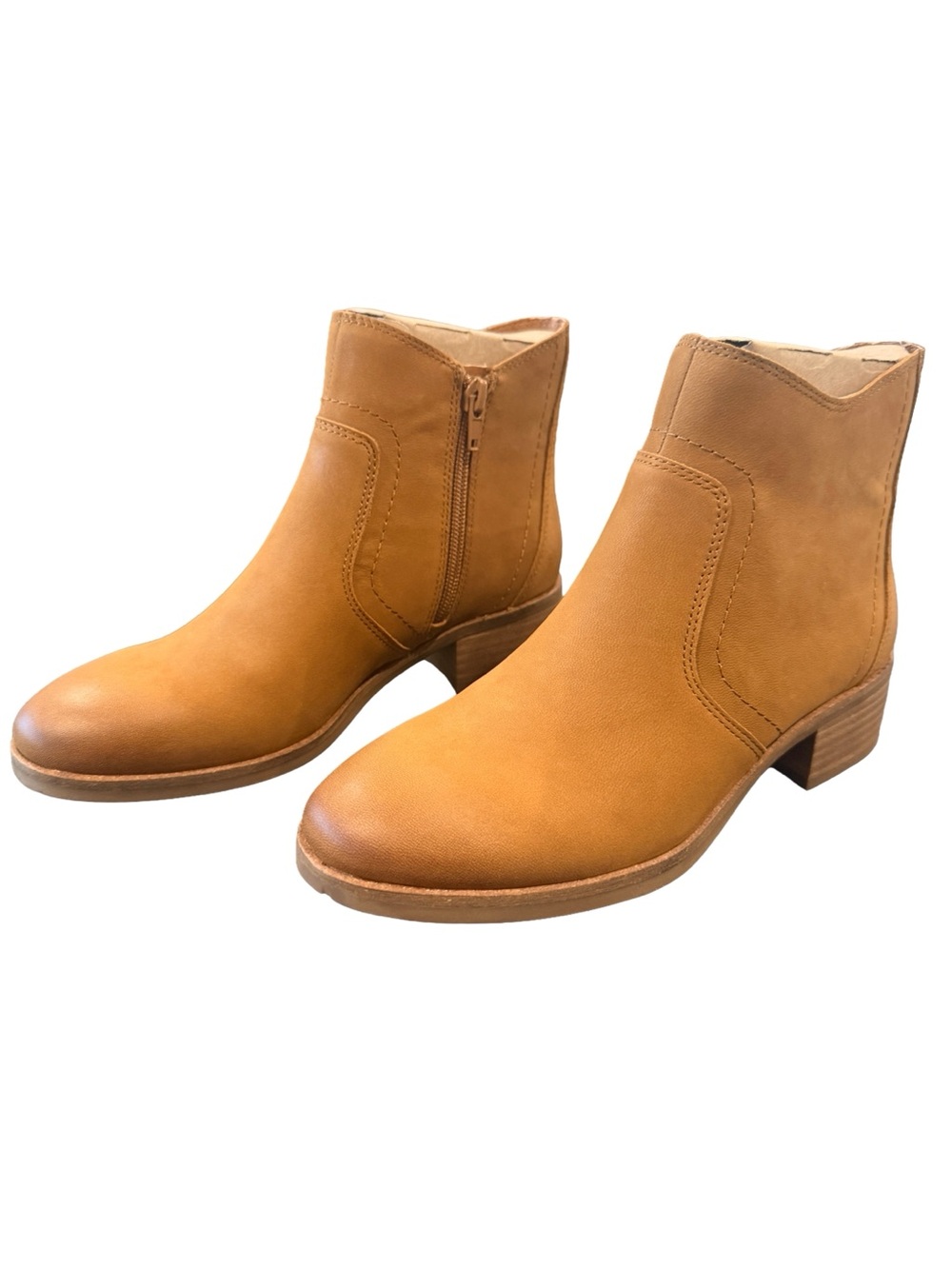 NIB-Lucky Brand Pattrik "Rich Saddle Davis" Leather Stack Heel Ankle Boots 7.5M - Picture 11 of 16